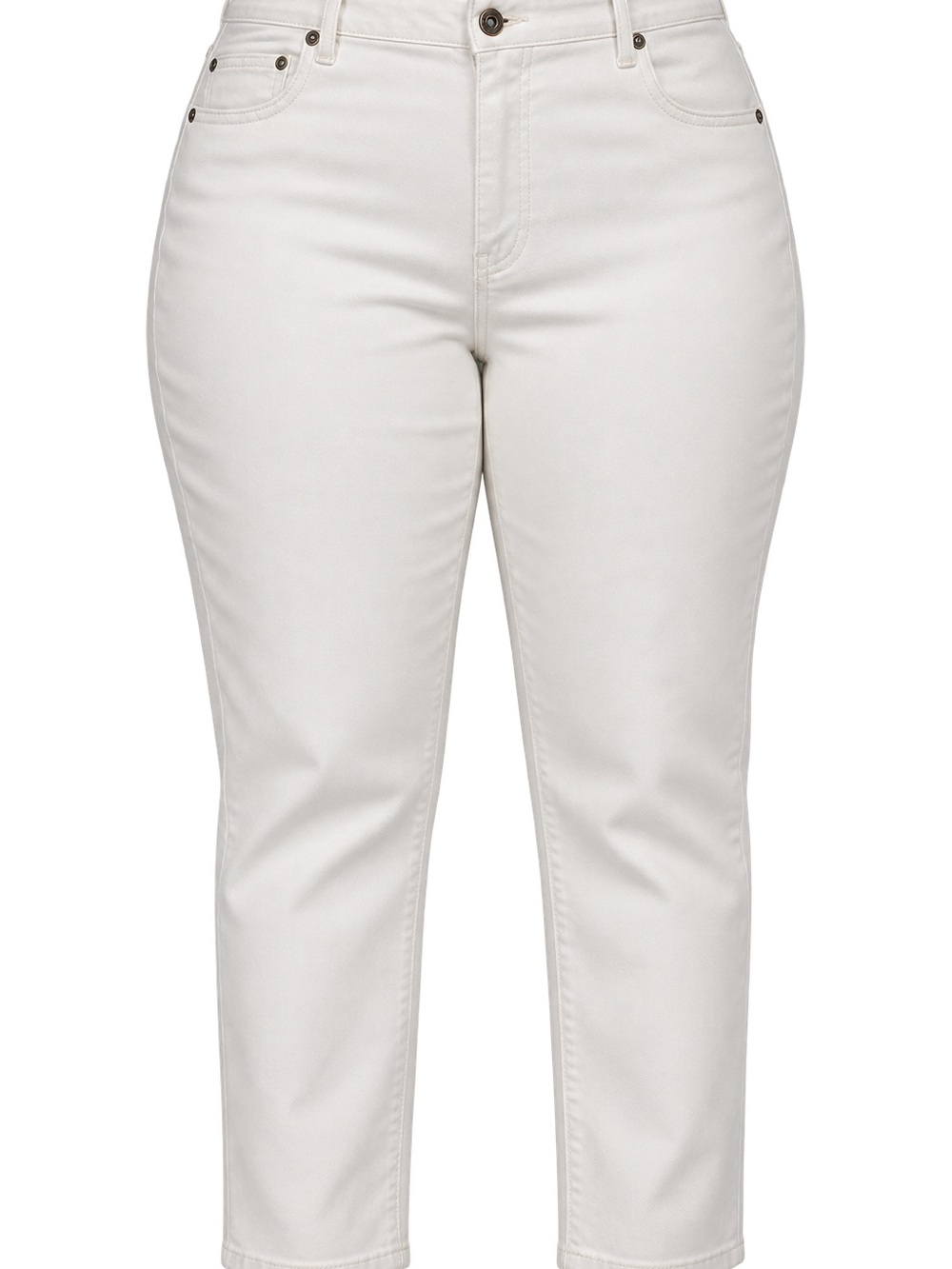Woman Within White High-Rise Ankle Crop Jeans